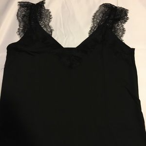 Lace sleeve cami top black